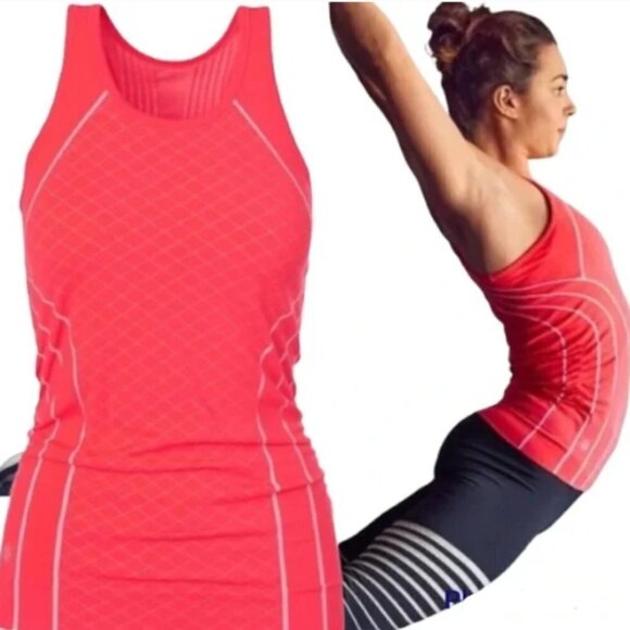 Athleta Finish Fast Line Racerback Tank Coral Small Athleta - Picture 1 of 8